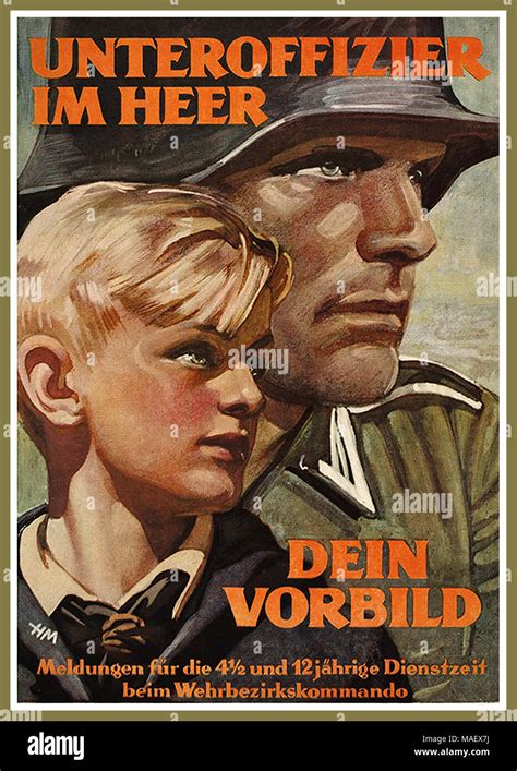 Ww2 Póster De Propaganda Nazi De Hitler Youth 1943 Non Commissioned Ser Un Oficial Del Ejército