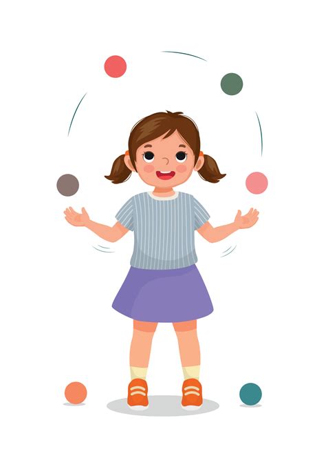 Cute little girl practicing juggling balls 15985586 Vector Art at Vecteezy