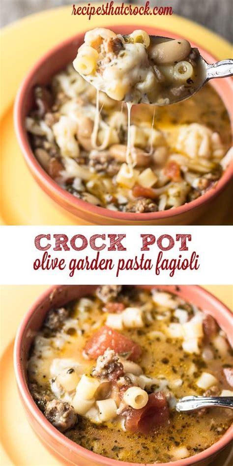 Olive Garden Pasta Fagioli Crock Pot Copycat