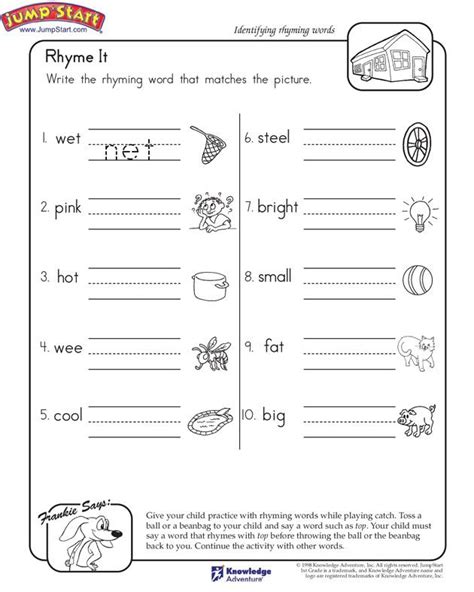 Rhyming Words Worksheet For 1st Grade Kidsworksheetfun