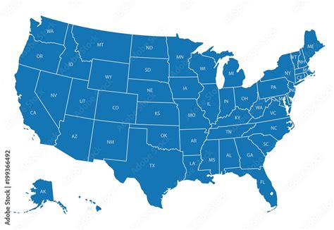 Map Of Usa With State Abbreviations Stock Vector Adobe Stock
