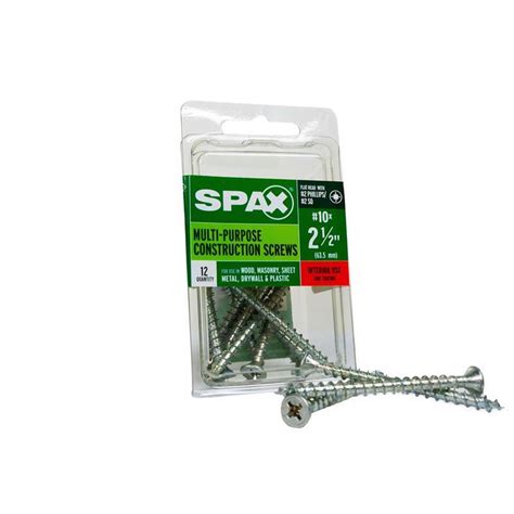 Spax 4101010500602 Zinc White Flat Head Multi Material Screw 10 12 L