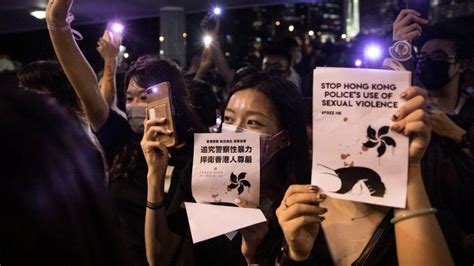 hong kong protesters join metoo rally against police bbc news