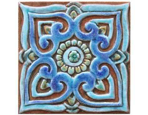 Decorative Tile With Mandala Design Ceramic Tile Wall Etsy