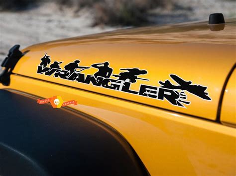 Pair Of Wrangler Decal Set Jeep Stickers Hood Fender Graphic Tj Jk Cj