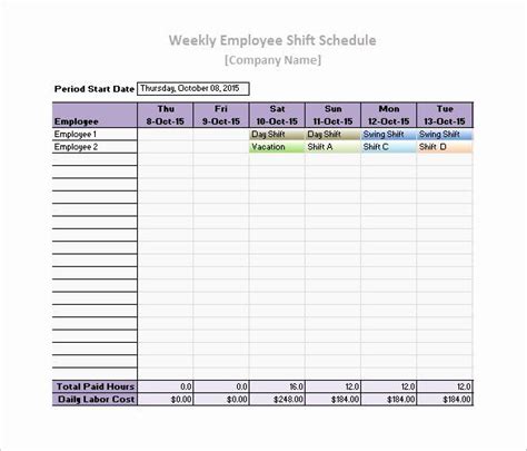 Free Printable Employee Schedule Inspirational Work Schedule Templates