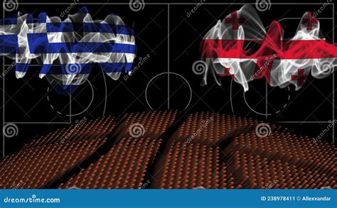 Greece Vs Georgia Basketball Smoke Flag Stock Illustration
