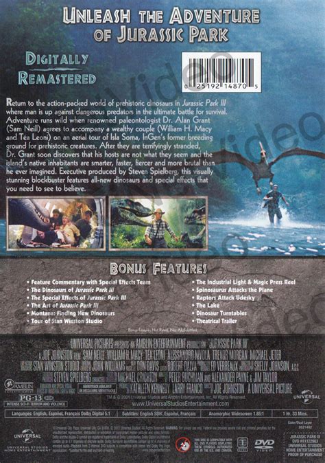 Jurassic Park Iii On Dvd Movie