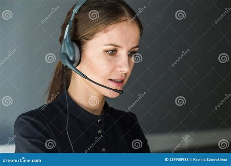 Portrait Of Woman Customer Service Worker Call Center Smiling Operator With Phone On Office