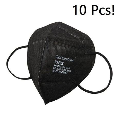 Powecom Kn95 Protective Face Mask Respirator Kn 95 Black 10 Pcs