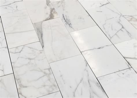 Calacatta Gold Marble Polished 12x24 Subway Floor And