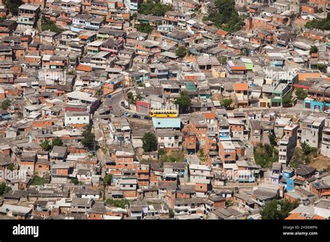 Sao Paulo Brazil City Aerial Condominium Slum Favela View High Quality Photo Stock Photo