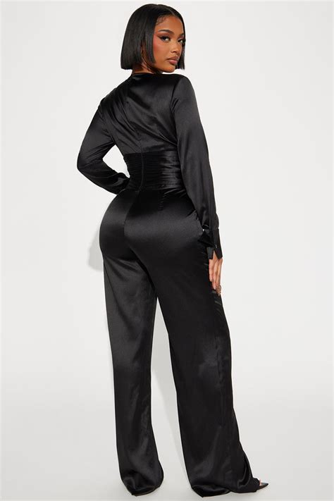 What You Don T See Satin Jumpsuit Black Fashion Nova Jumpsuits Fashion Nova