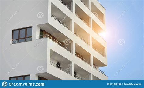 Exterior Of A Modern Multi Story Apartment Building Facade Windows