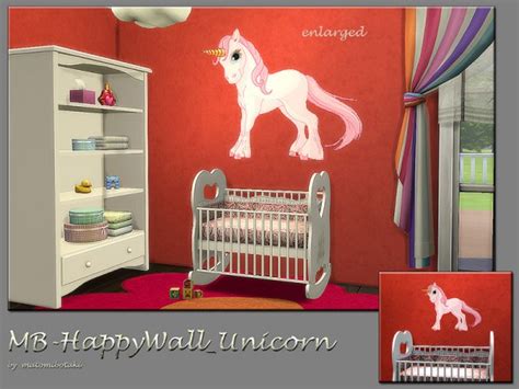 The Sims Resource Happy Wall Unicorn By Matomibotaki • Sims 4 Downloads