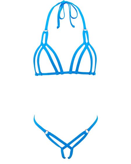 Sherrylo Turquoise Star Extreme Micro Bikini Mini Slutty Crotchless G String Bikinis