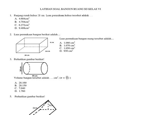 Soal uts matematika kelas 6 semester. Soal Latihan Volume Bangun Ruang Kelas 6 Sd - Guru Ilmu Sosial