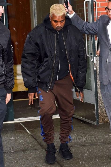 Kanye West Wearing Adidas Yeezy Season 4 Calabasas Sweatpants Raf