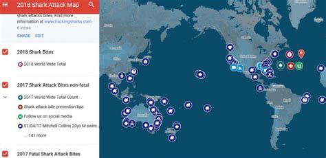 2018 Shark Attack Map Tracking Sharks