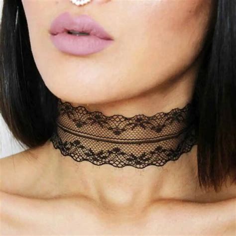 2017 Black White Plain Lace Choker Necklace Gothic Vintage Wide Ribbon Handmade Neckless Jewelry