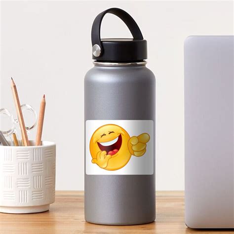 Laughing Emoji Pointing Sticker For Sale By Dusicap Redbubble