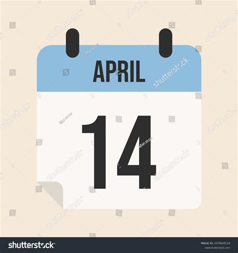 April 14th Simple Calendar Vector Royalty Free Stock Vector