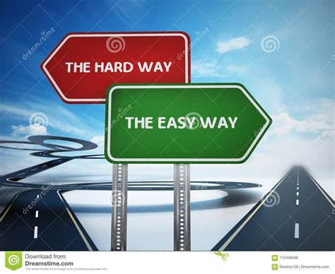 Easy And Hard Way Signboards With Curved And Straight Roads 3d