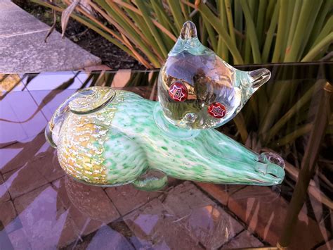 Large Murano Glass Cat Figurine Mid Century Art Glass Etsy Mid Century Art Glass Mid