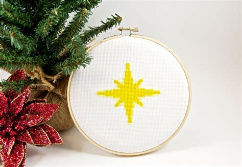 December Christmas Star Cross Stitch Pattern Pdf Instant Etsy