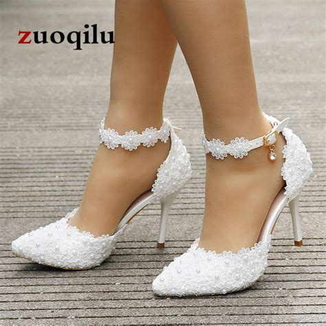 2018 sexy high heels women shoes lace ankle strap white bridal wedding shoes high heels ladies