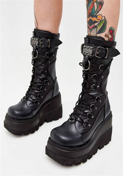 Demonia Platform Lace Up Black Boots Dolls Kill Goth Shoes Punk Boots Gothic Shoes