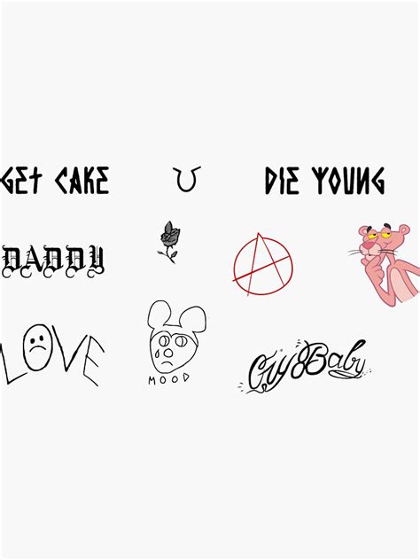 Set Of Lil Peep Tattoos Sticker For Sale By Dumontbast Redbubble