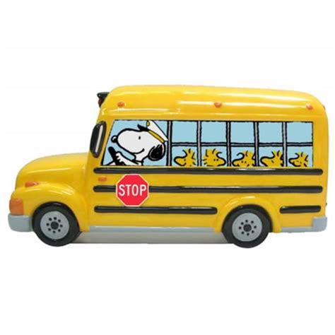 Peanuts Snoopy Driving Woodstock And Friends On School Bus Coin Bank
