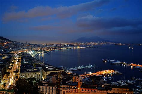 Hd Wallpaper Napoli City Cityscape Mount Vesuvius City Lights