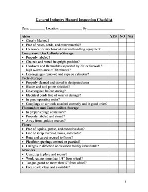 Hazard Inspection Checklist Fill And Sign Printable Template Online