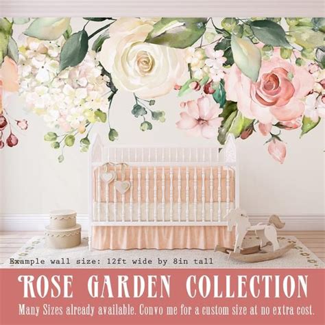 Rose Garden Emma Pink And White Watercolor Roses Flowers Wall Decals