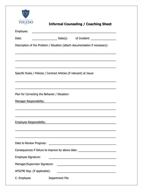 Coaching And Counseling Form Fill Online Printable Fillable Blank
