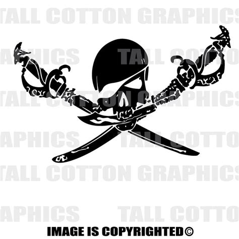 Pirate Skull With Swords Vinyl Decal Skl062 Etsy