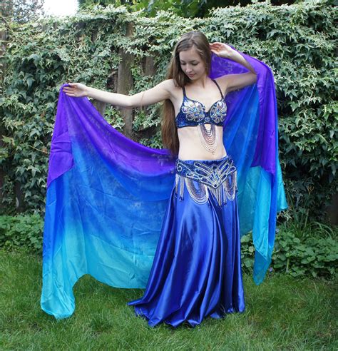 silk belly dance veil turquoise blue purple etsy