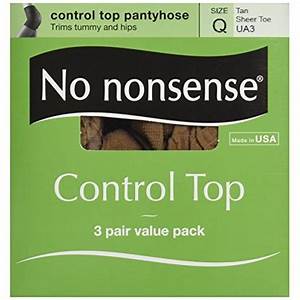 No Nonsense Tan Size Q Sheer Toe Control Top Value Pack 3 Ct