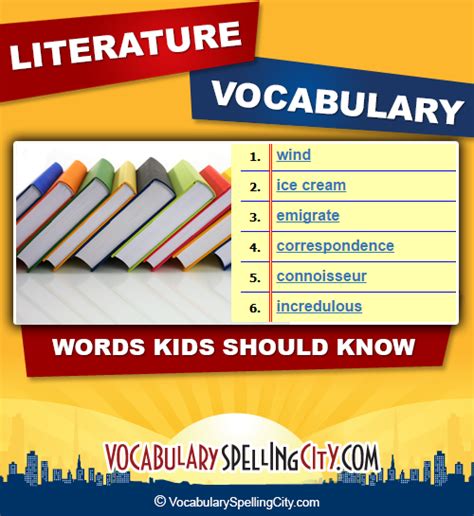 To receive positive or negative feedback. Literature Words List - Literature Vocabulary Words ...