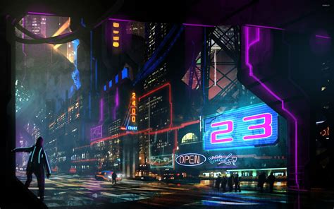 Cyberpunk Neon City Wallpapers K Hd Cyberpunk Neon City Backgrounds