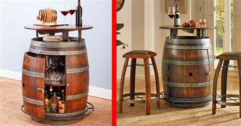 This Ultimate Wine Barrel Table Has A Hidden Storage Area Inside For