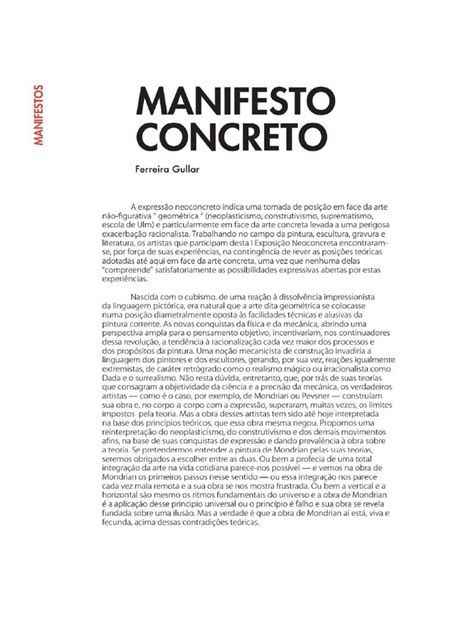 Ferreira Gullar Manifesto Neoconcreto Pdf