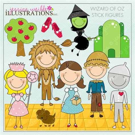 Wizard Of Oz Stick Figures Digital Clipart For Invitations Card Design