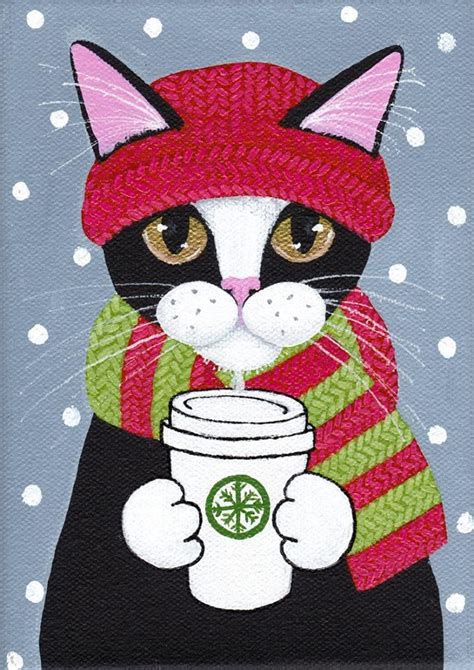 Folk Art Painting Cat Painting Cats Meow Cats And Kittens Winter