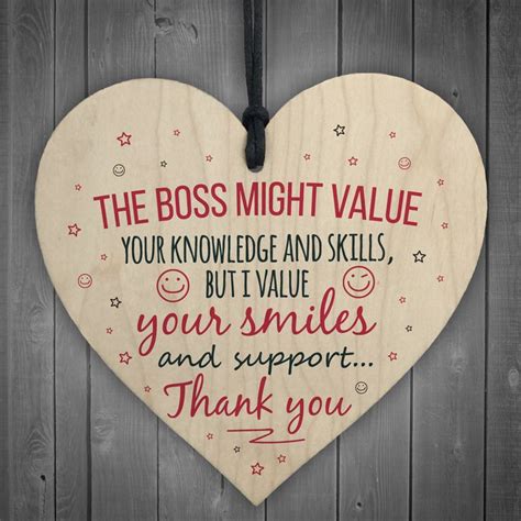 Red Ocean I Value You Colleague Wooden Hanging Heart Plaque Sign