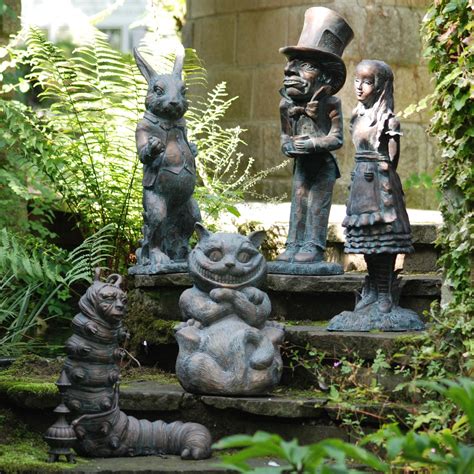 Alice In Wonderland Collection Of 5 Bronze Garden Ornaments