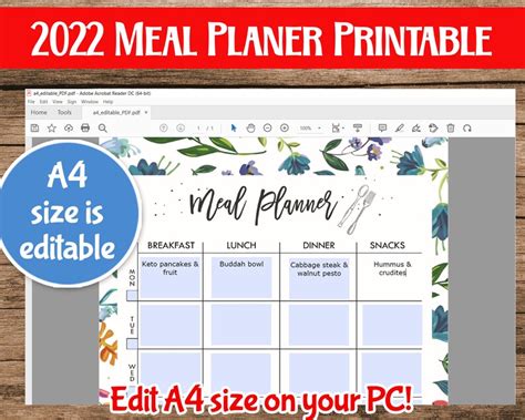 Editable Meal Plan Printable 2024 Weekly Meal Plan Printable Meal