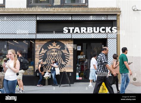 New York - June, 2 2018: Starbucks Coffee is an American chain of